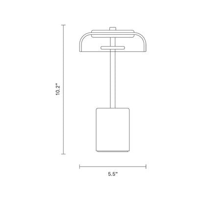 Blossi LED Mini Portable Table Lamp - line drawing.