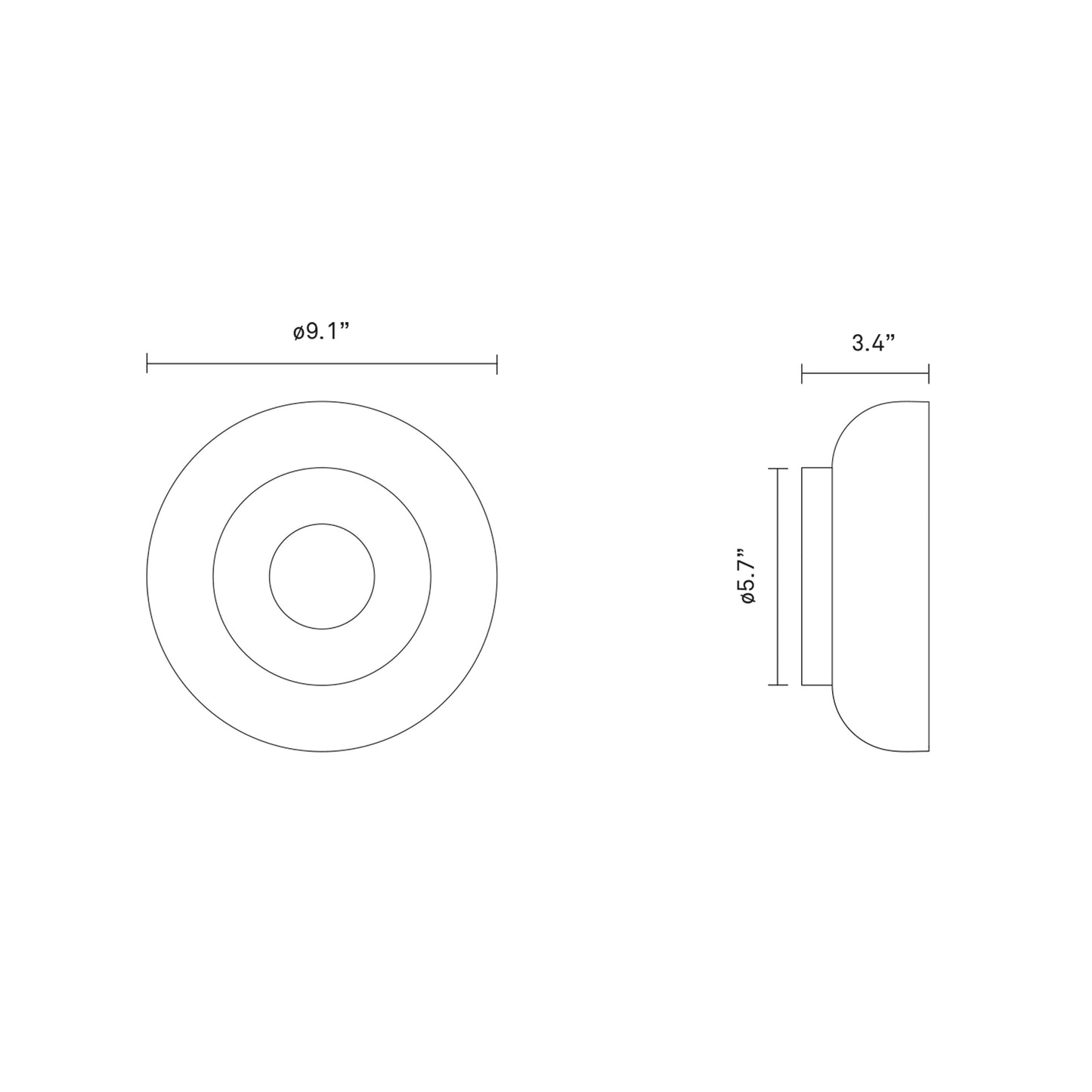 Blossi LED Wall Light - line drawing.