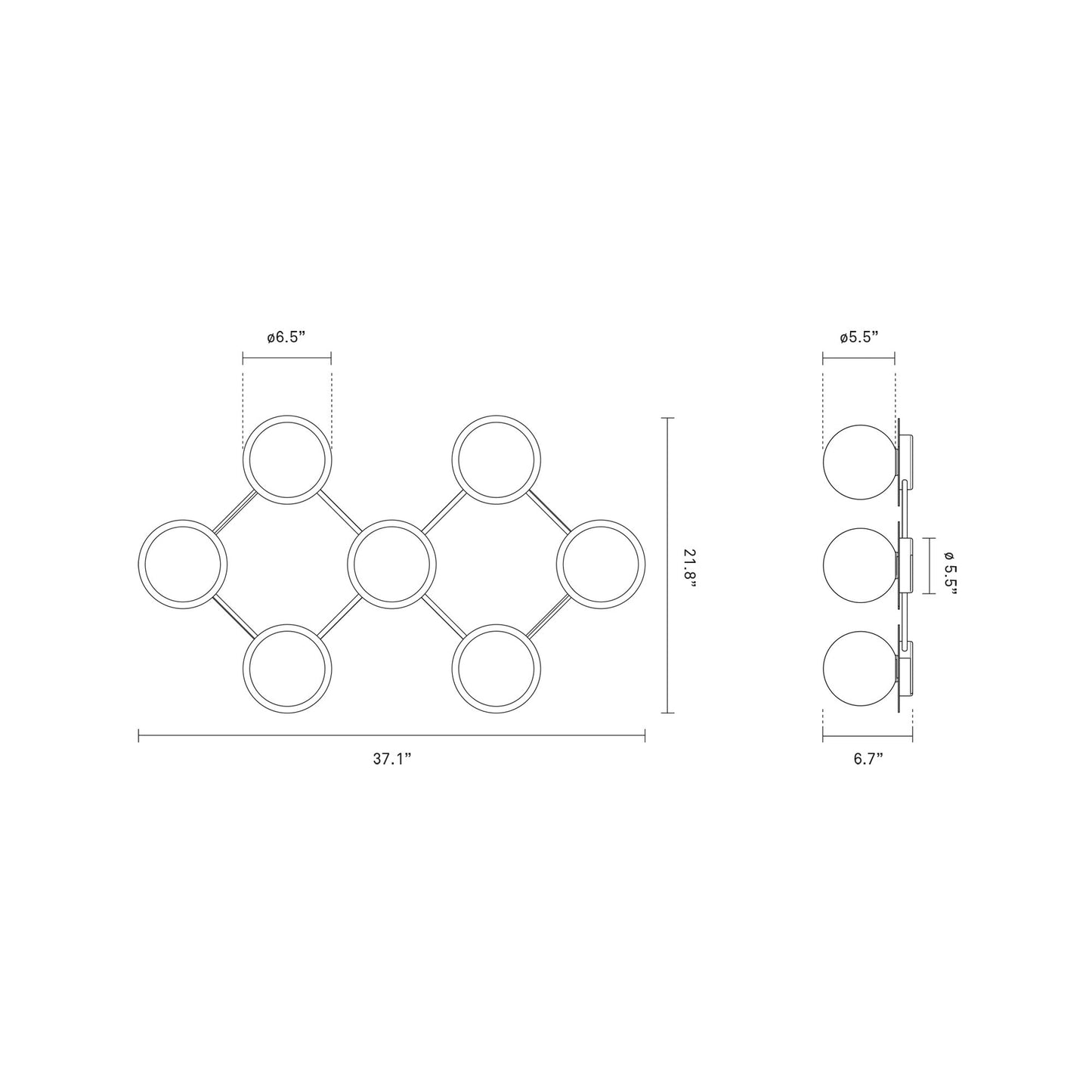 Liila Ceiling / Wall Light - line drawing.
