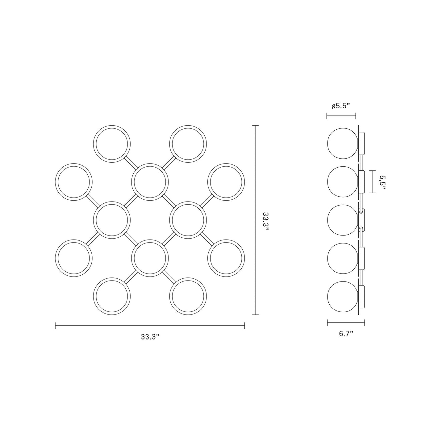 Liila Ceiling / Wall Light - line drawing.