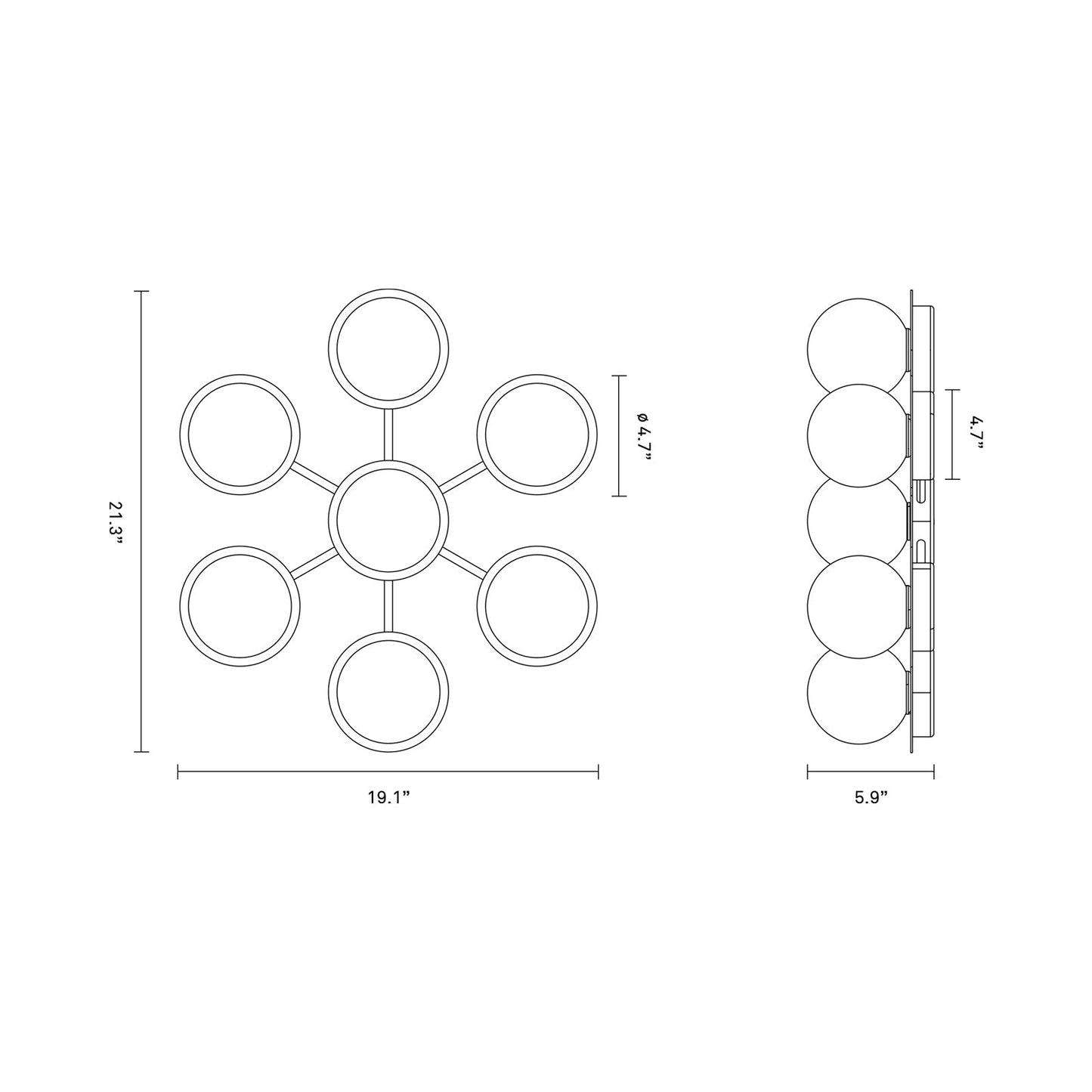 Liila Star Ceiling / Wall Light - line drawing.