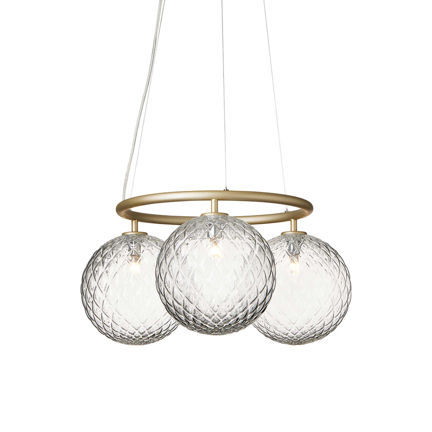 Miira Circular Chandelier in Brass/Optic Clear (3-Light).