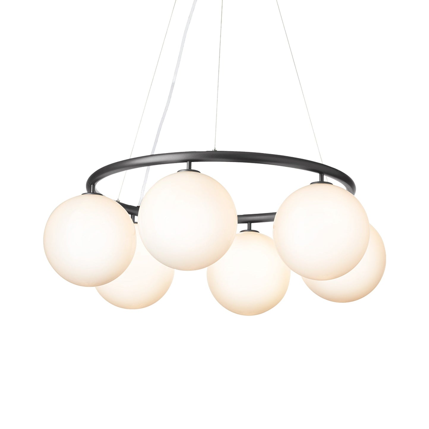 Miira Circular Chandelier in Rock Grey/Opal White (6-Light).