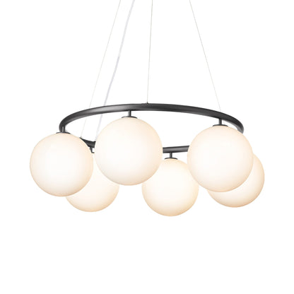 Miira Circular Chandelier in Rock Grey/Opal White (6-Light).