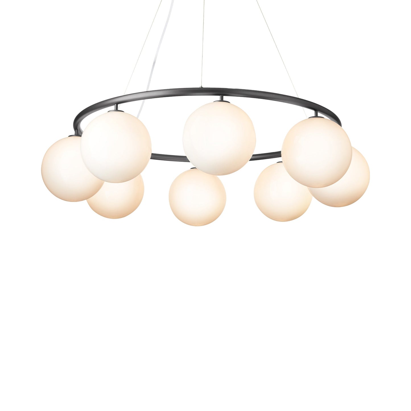 Miira Circular Chandelier in Rock Grey/Opal White (8-Light).