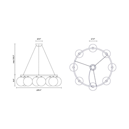 Miira Circular Chandelier - line drawing.