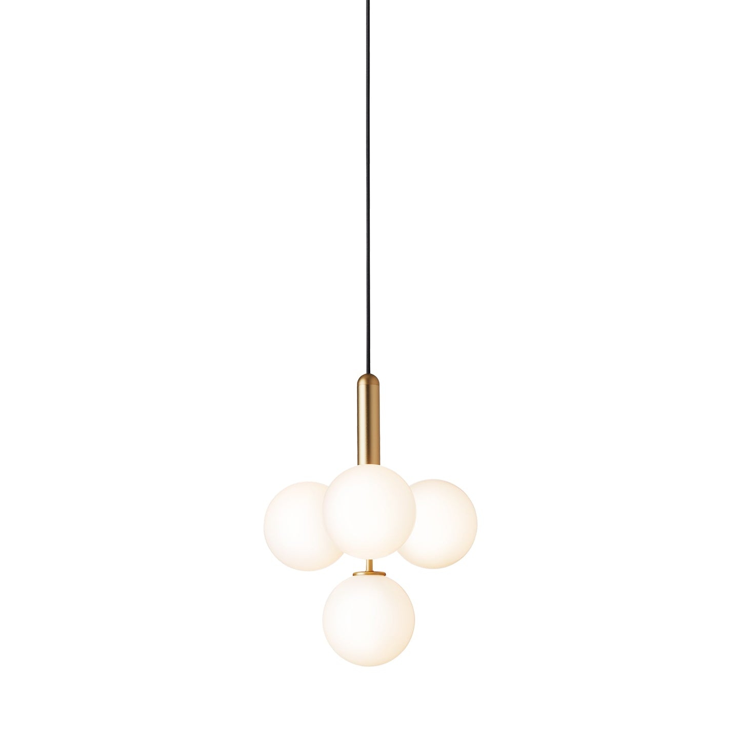 Miira Multi Pendant Light in Brass/Opal White.