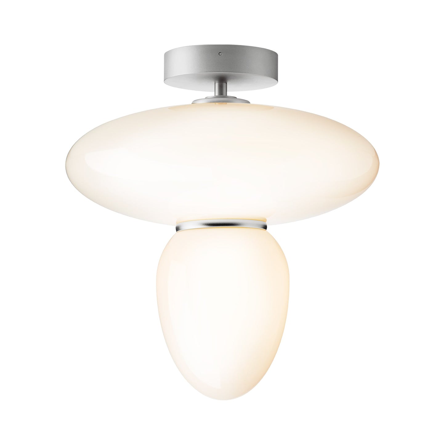 Rizzatto Semi Flush Mount Ceiling Light in Satin Silver.