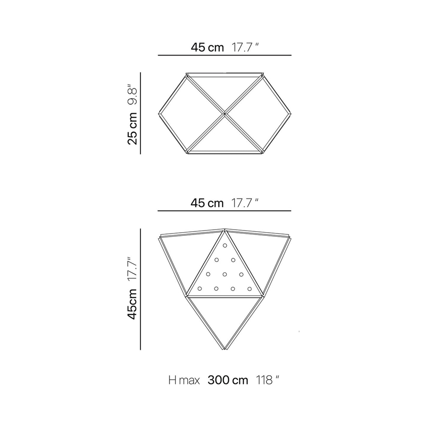 Fold Diamant Pendant Light - line drawing.