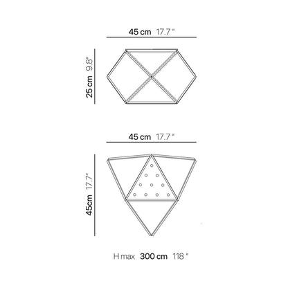 Fold Diamant Pendant Light - line drawing.