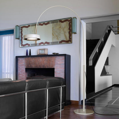 Berlin Outdoor Arched Floor Lamp in living room.