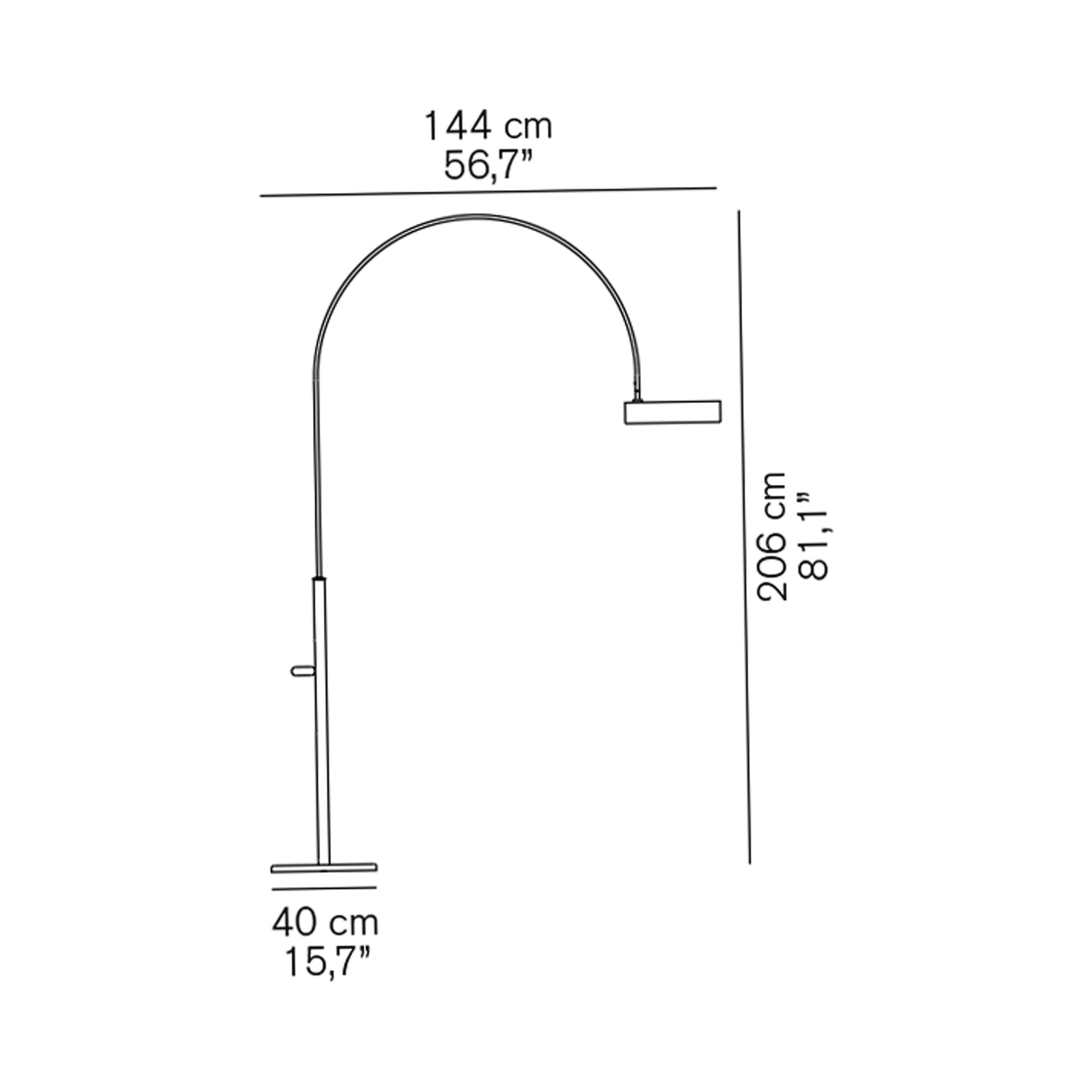 Berlin Outdoor Arched Floor Lamp - line drawing.