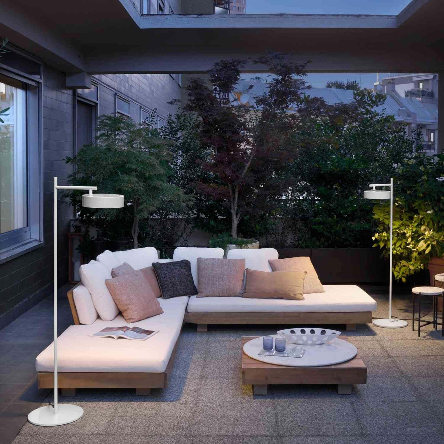 Berlin Outdoor Floor Lamp in Outside Area.
