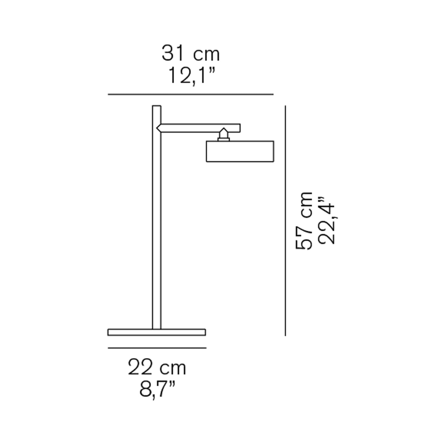Berlin Outdoor Table Lamp - line drawing.
