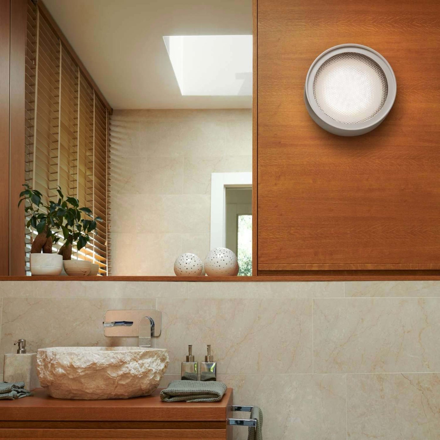 Berlin Outdoor Wall Light in bathroom.