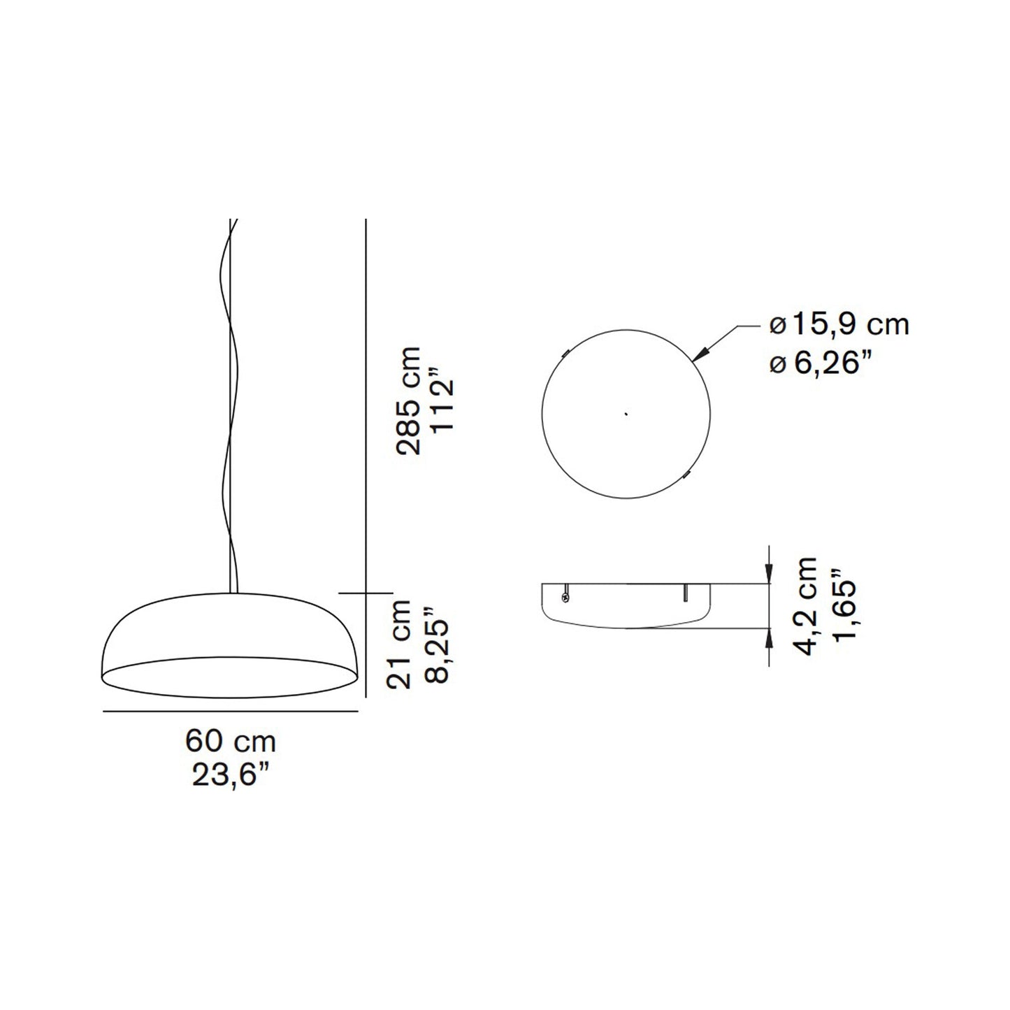 Canopy LED Pendant Light - line drawing.