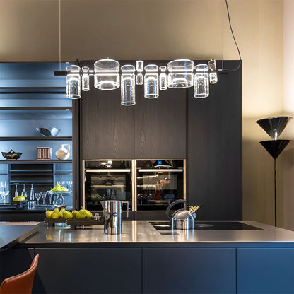 Dancing Glass LED Pendant Light in kitchen.