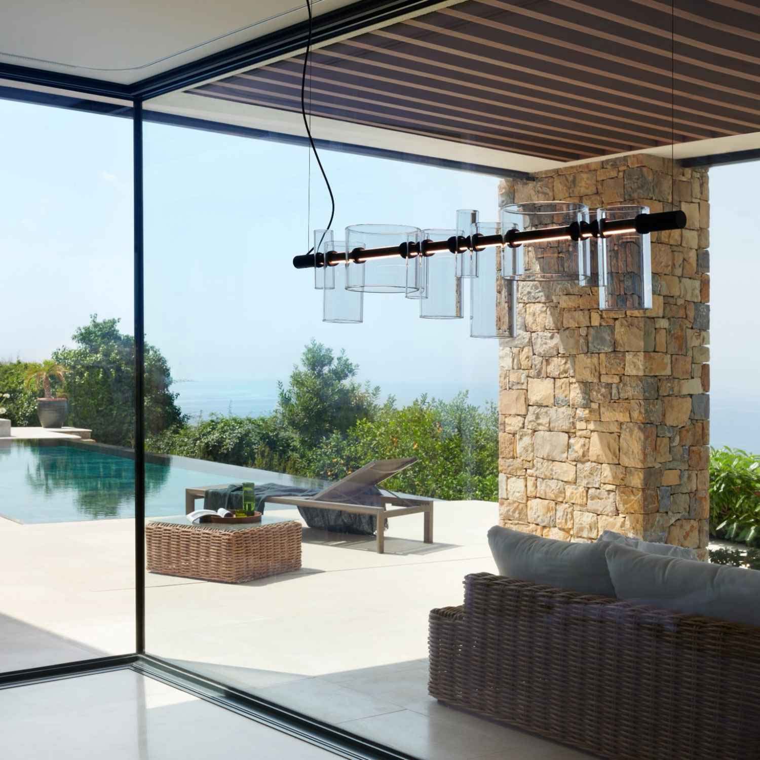 Dancing Glass LED Pendant Light in porch.