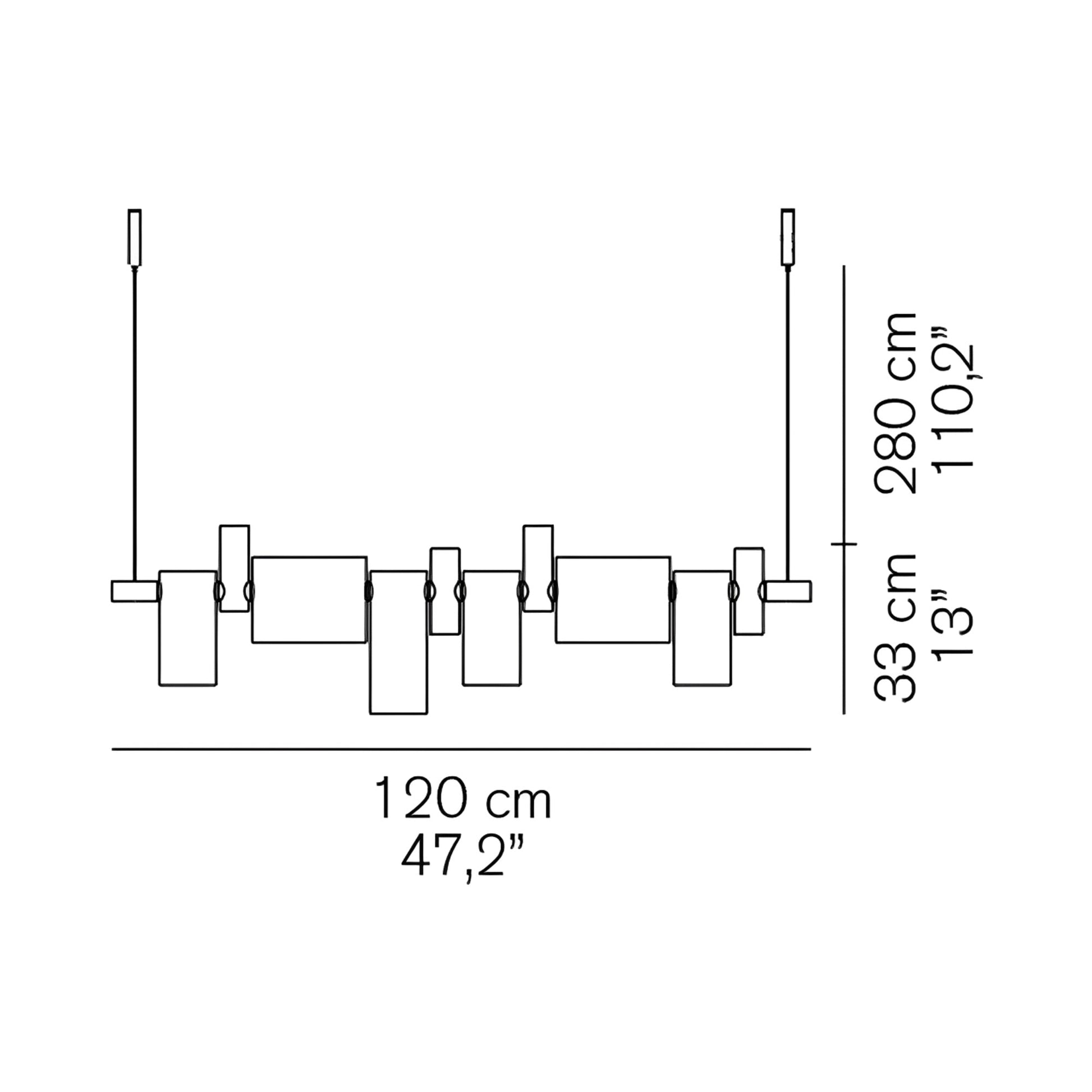 Dancing Glass LED Pendant Light - line drawing.