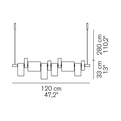 Dancing Glass LED Pendant Light - line drawing.