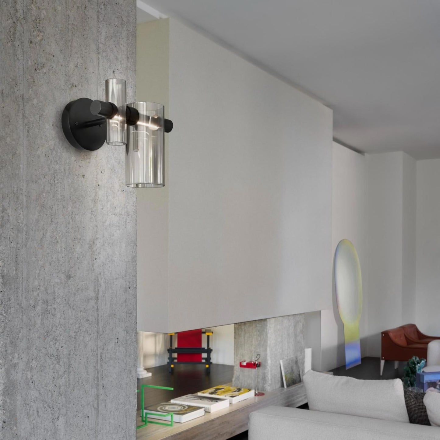 Dancing Glass LED Wall Light in living room.