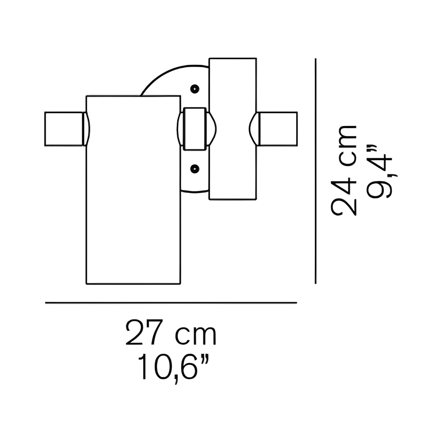 Dancing Glass LED Wall Light - line drawing.