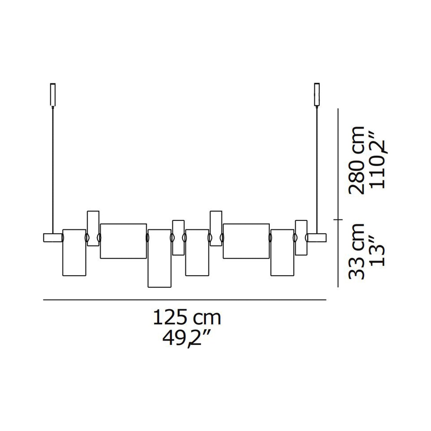 Dancing Queen LED Pendant Light - line drawing.
