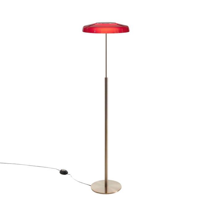 Dora LED Floor Lamp in Satin Gold/Red.