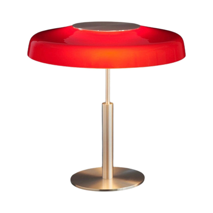 Dora LED Table Lamp in Satin Gold/Red.
