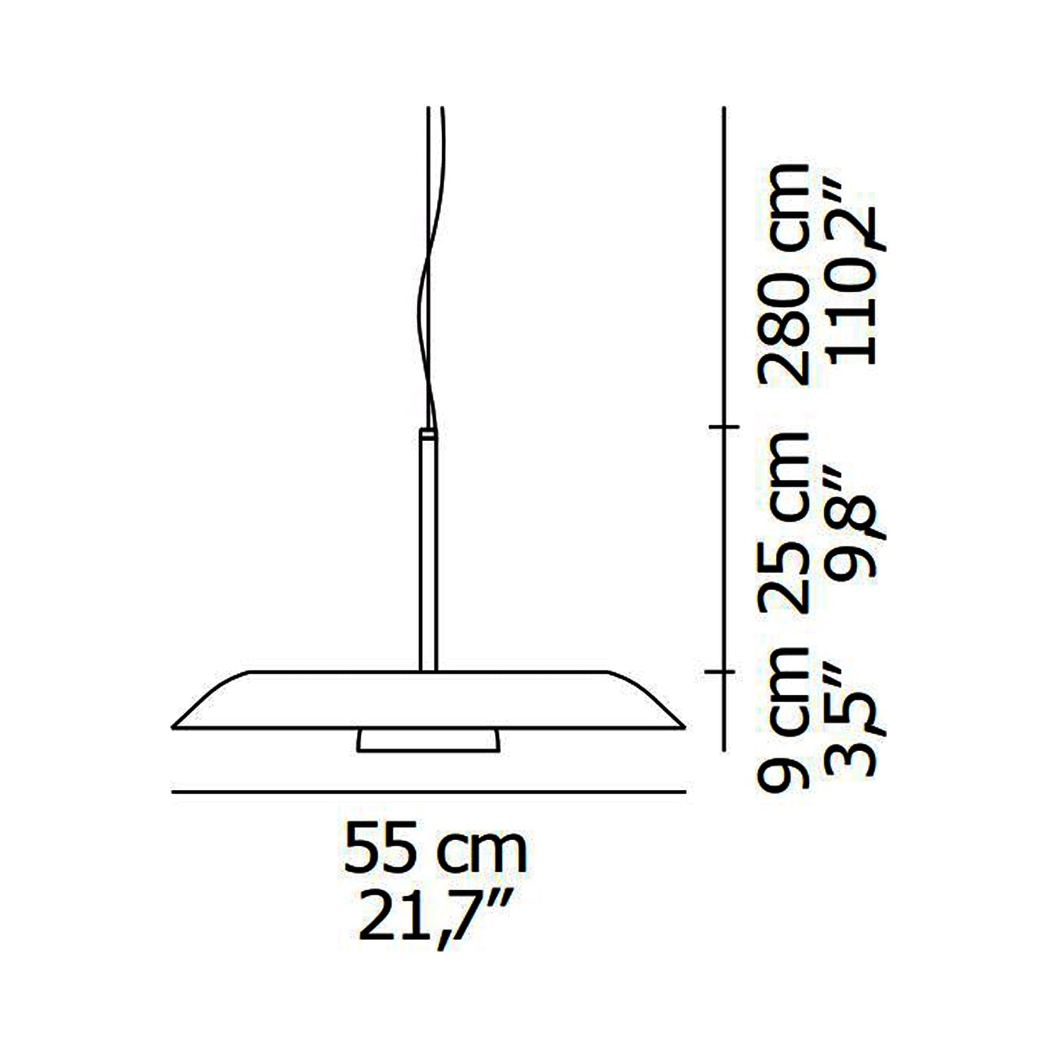 Iride LED Pendant Light - line drawing.
