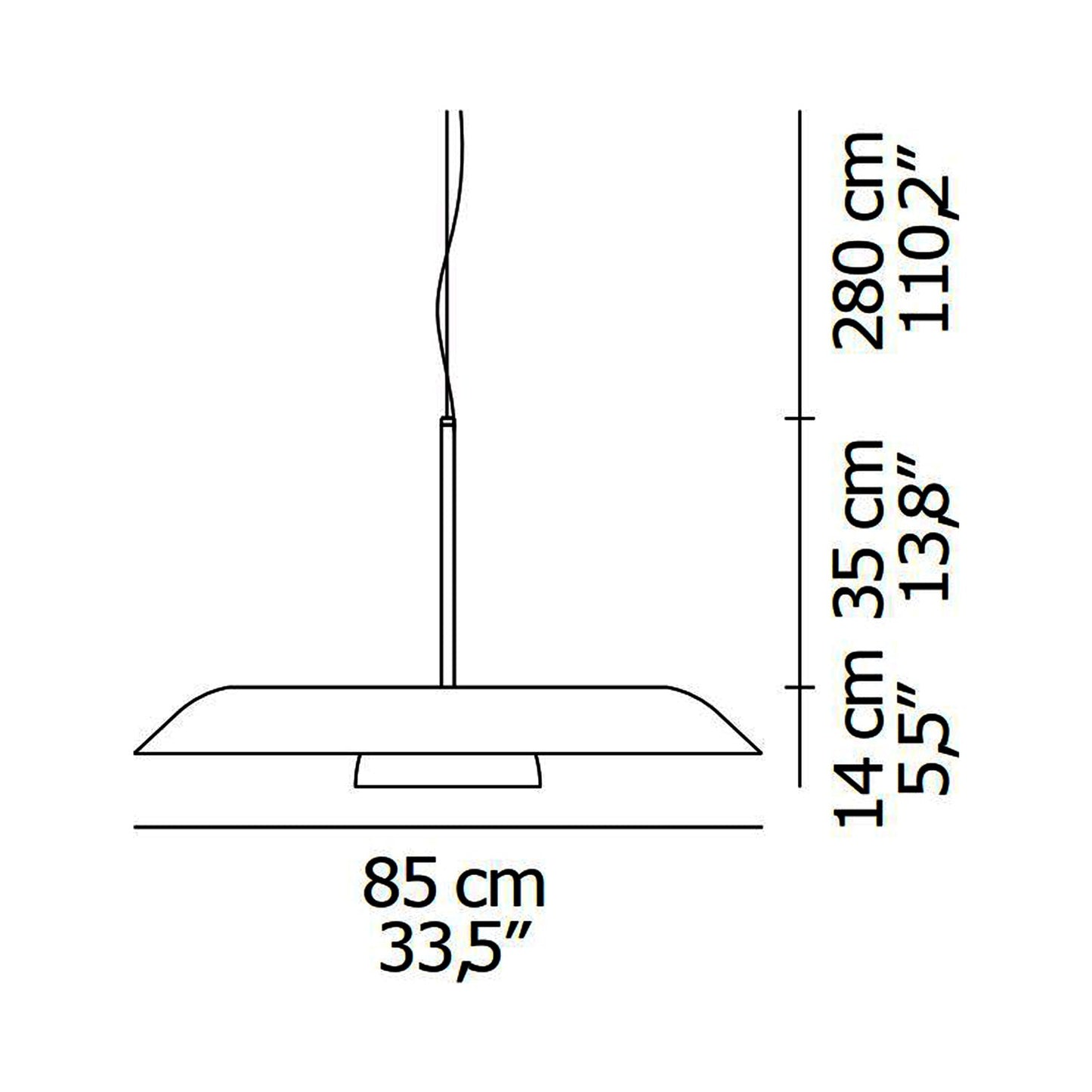 Iride LED Pendant Light - line drawing.