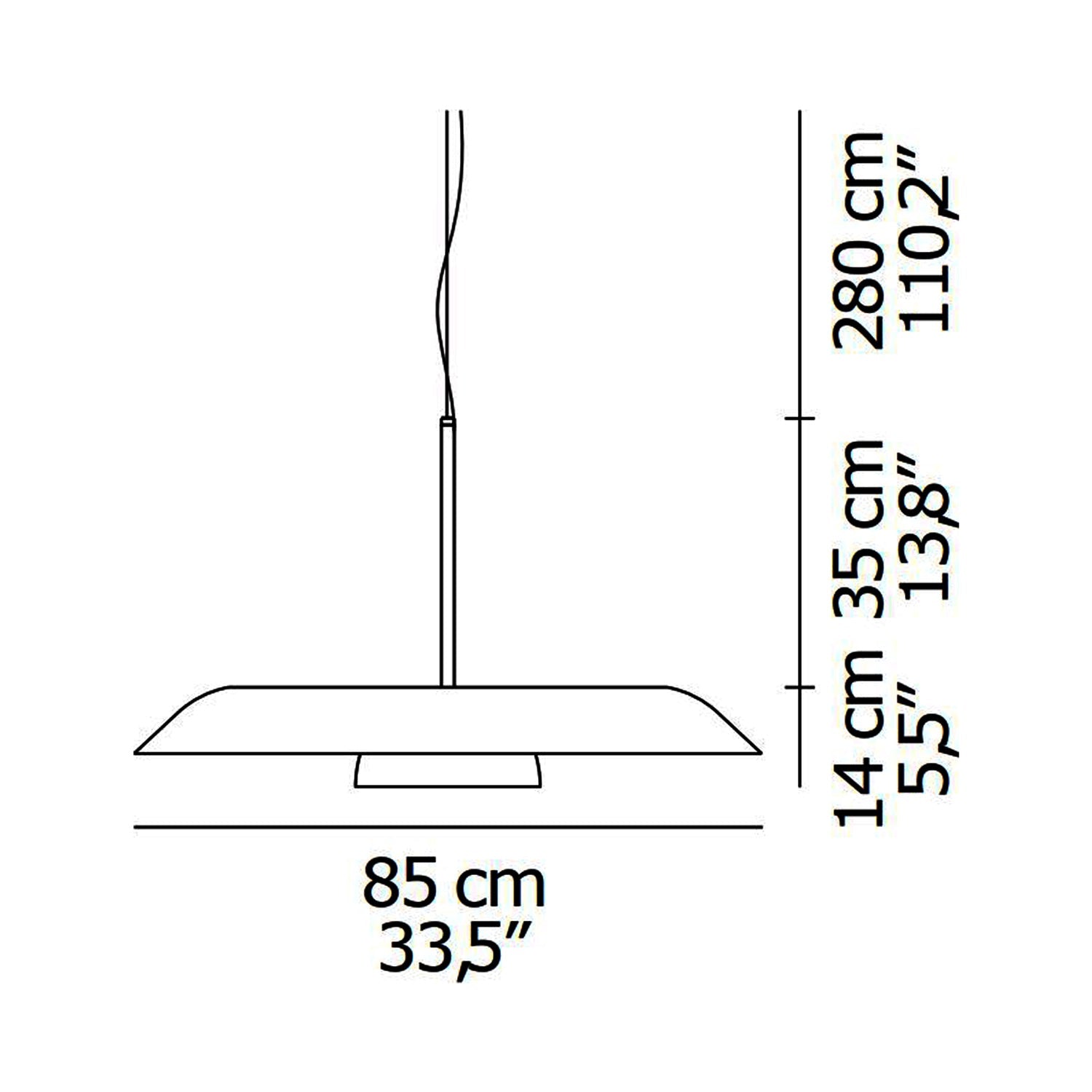 Iride LED Pendant Light - line drawing.