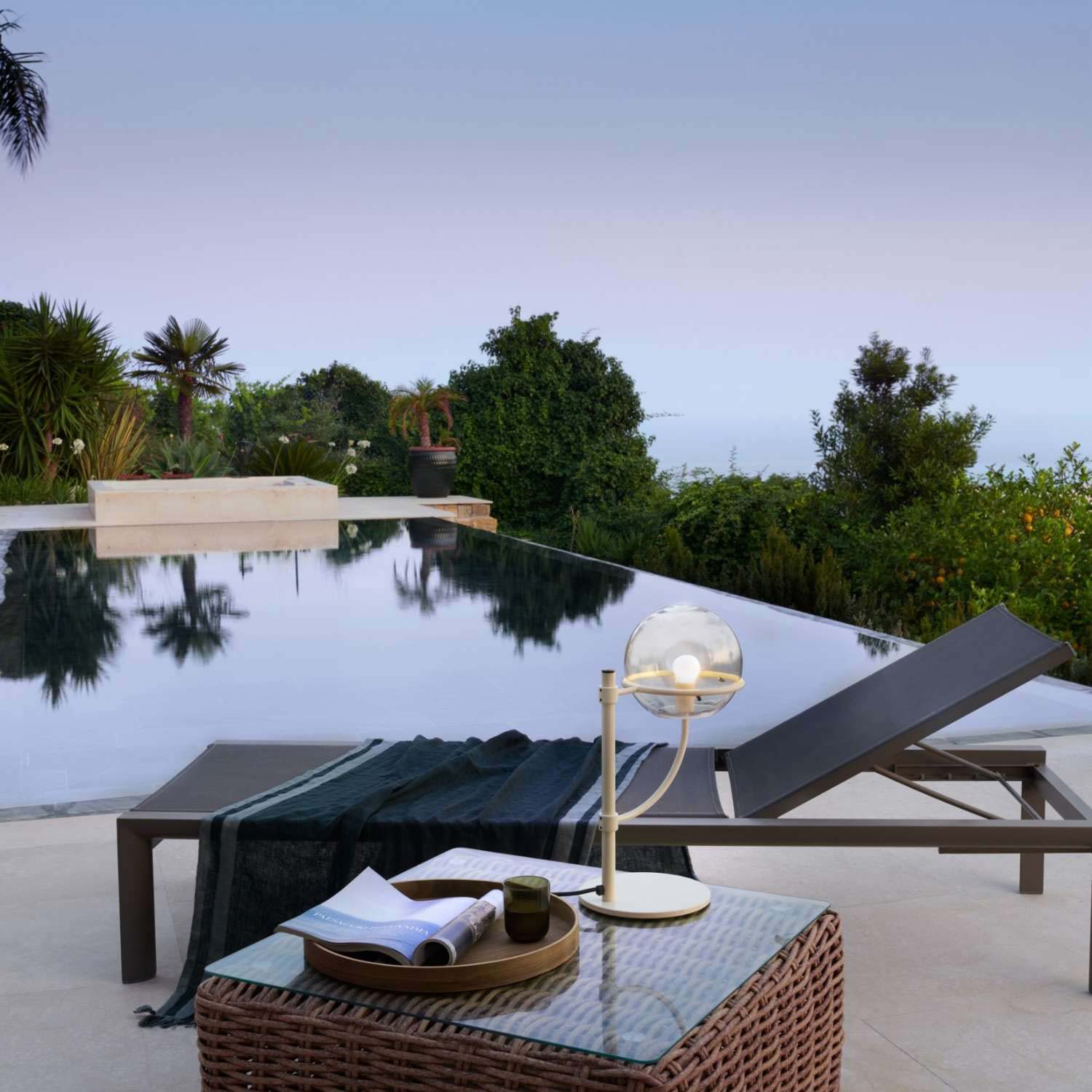 Lyndon Outdoor Table Lamp in Outside Area.
