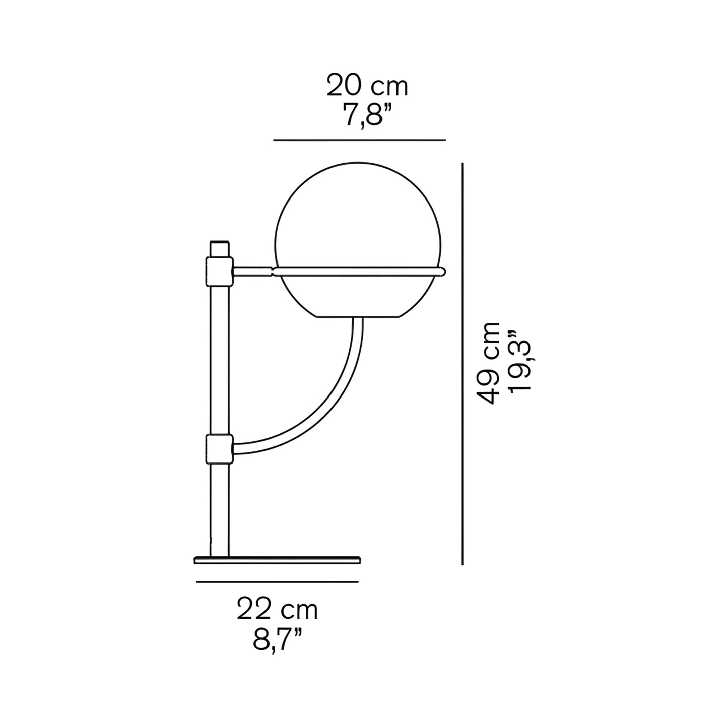 Lyndon Outdoor Table Lamp - line drawing.