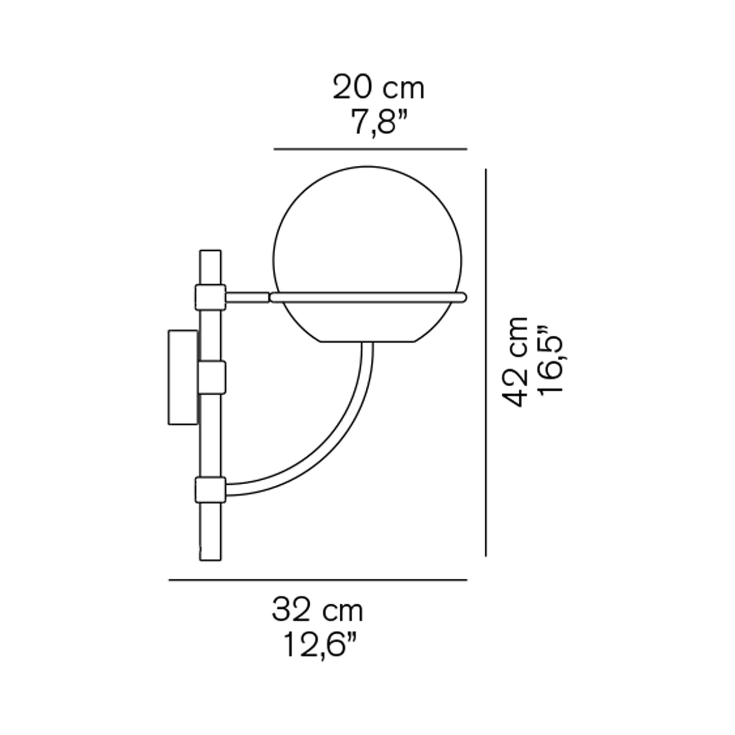 Lyndon Outdoor Wall Light - line drawing.