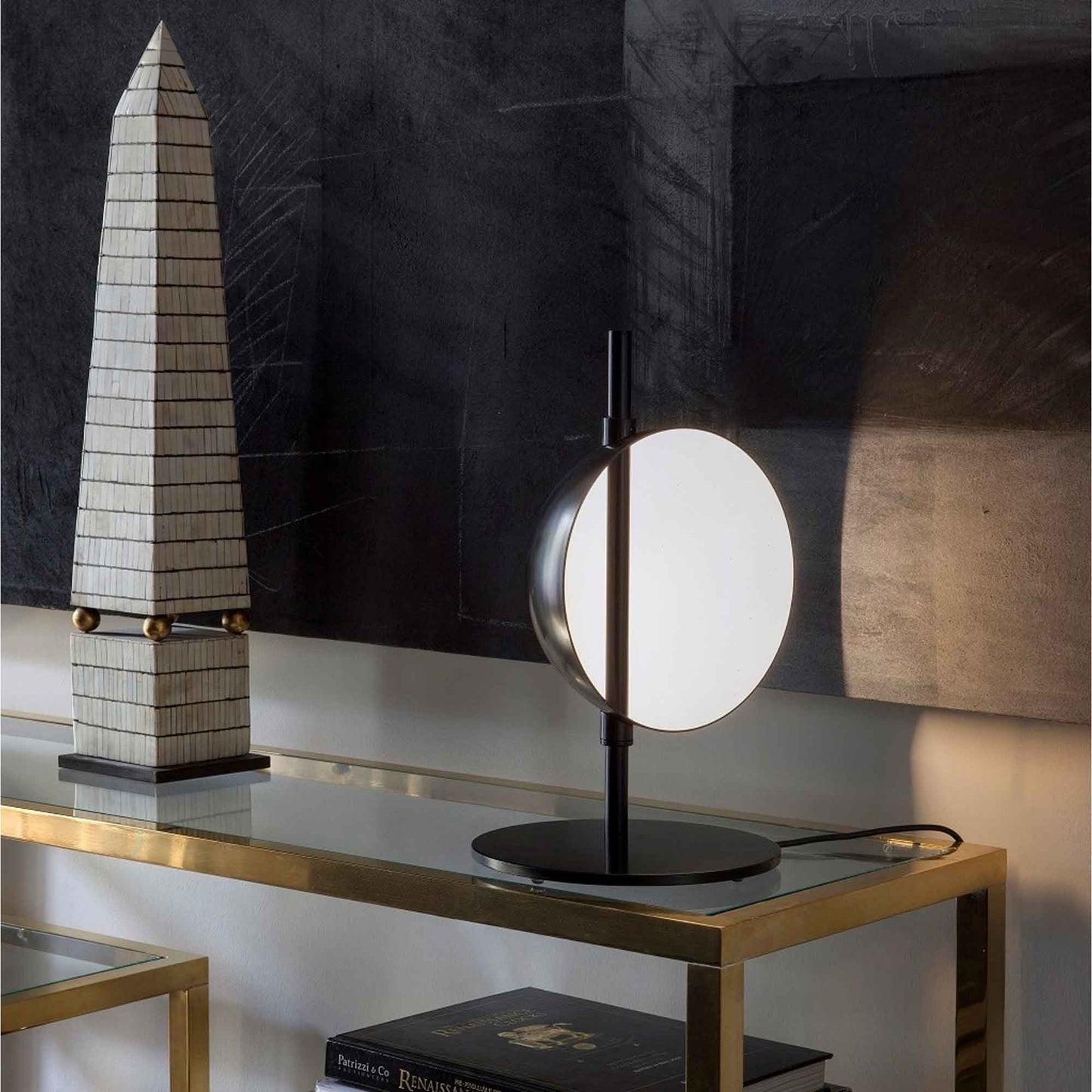 Superluna LED Table Lamp in living room.