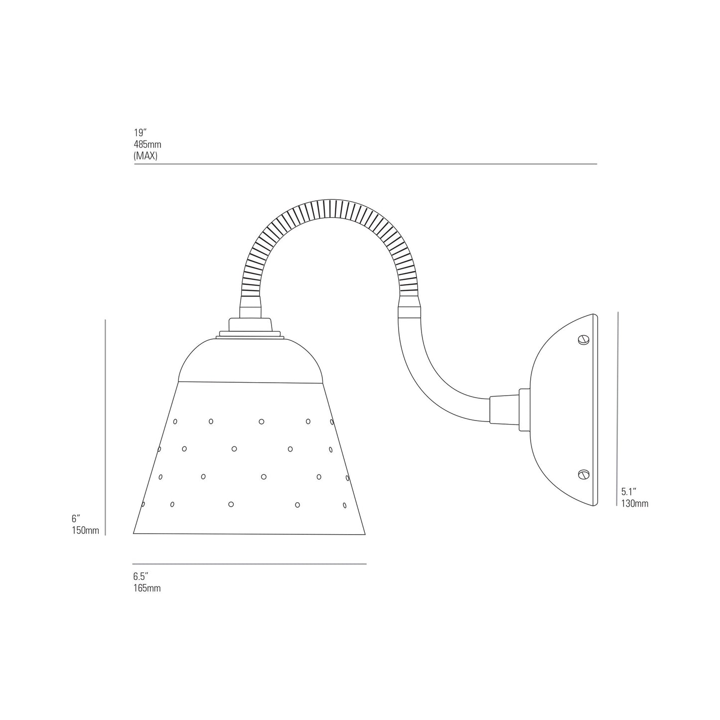 Alma Wall Light - line drawing.