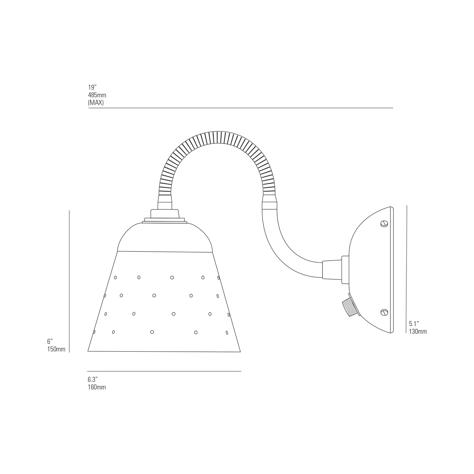 Alma Wall Light - line drawing.