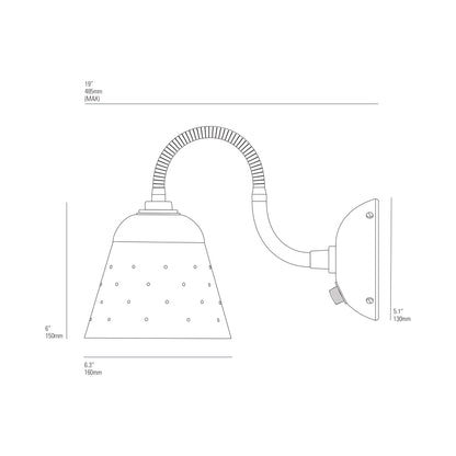 Alma Wall Light - line drawing.