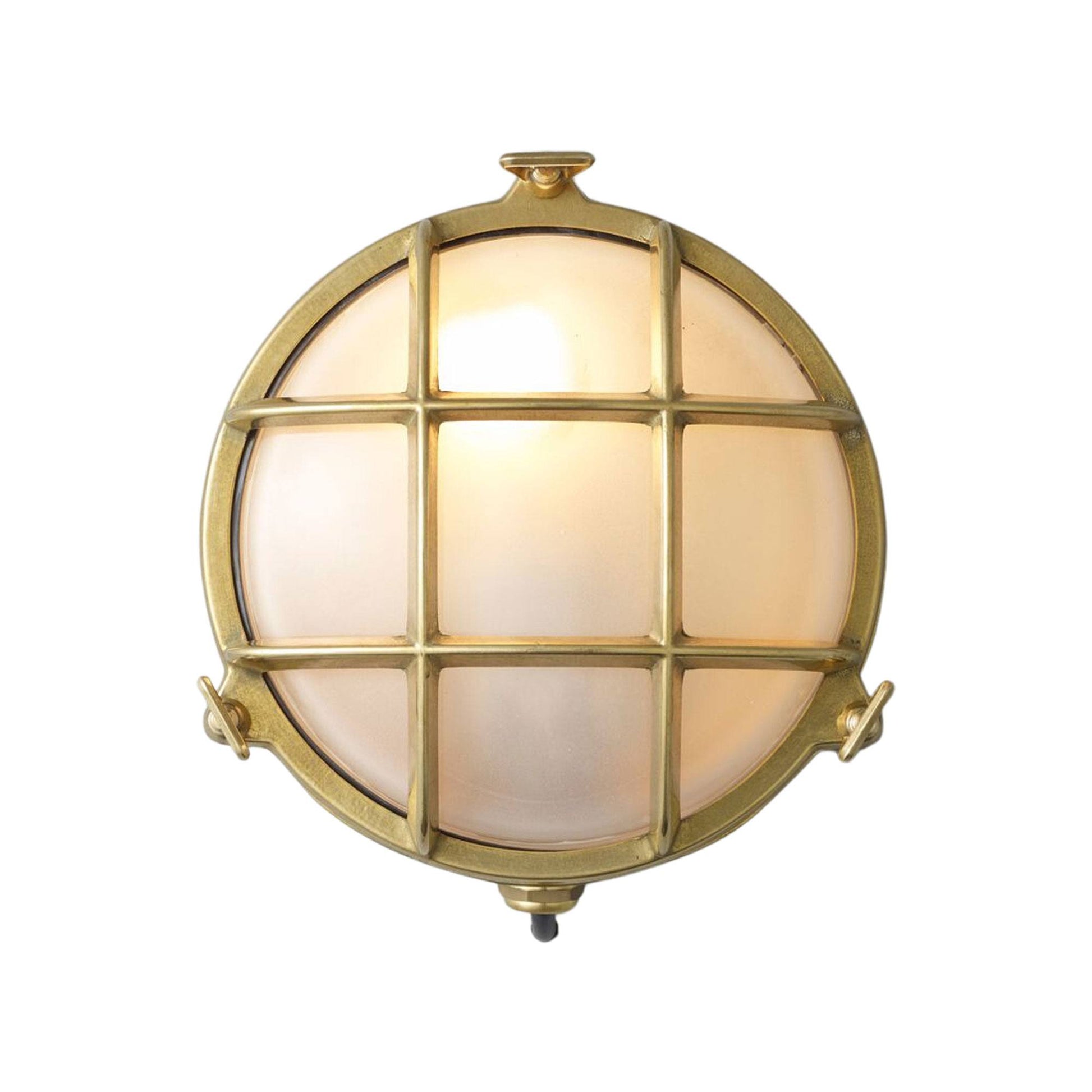 Brass Bulkhead Wall Light in Polished Brass (Small).