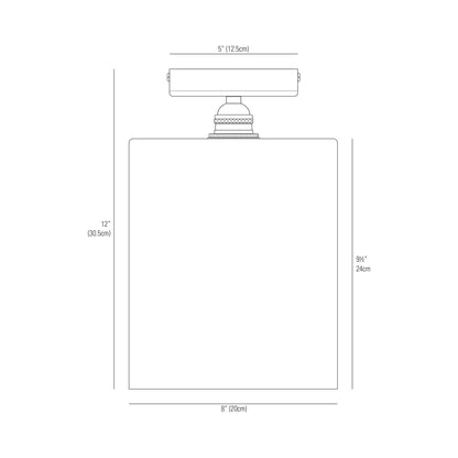 Brompton Flush Mount Ceiling Light - line drawing.