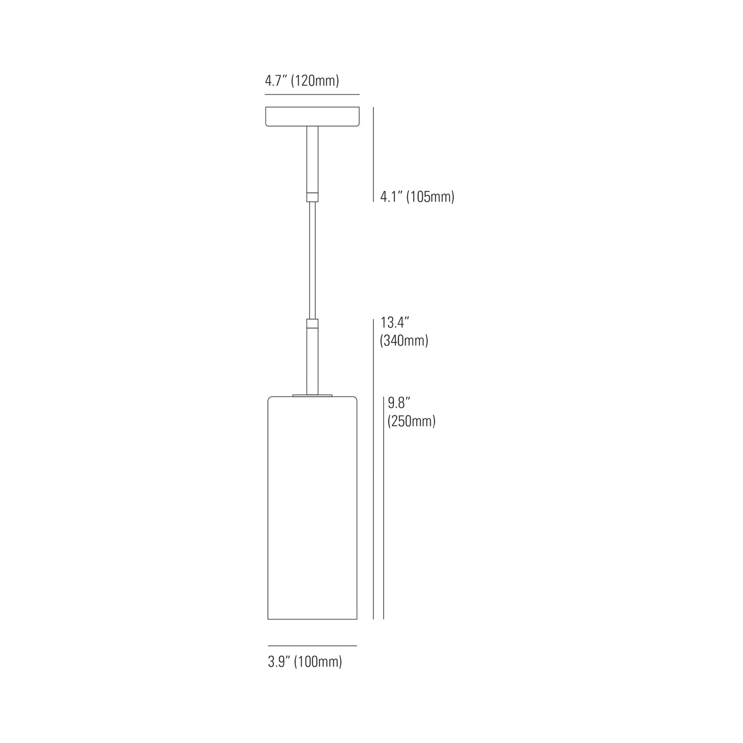 Brompton Pendant Light - line drawing.