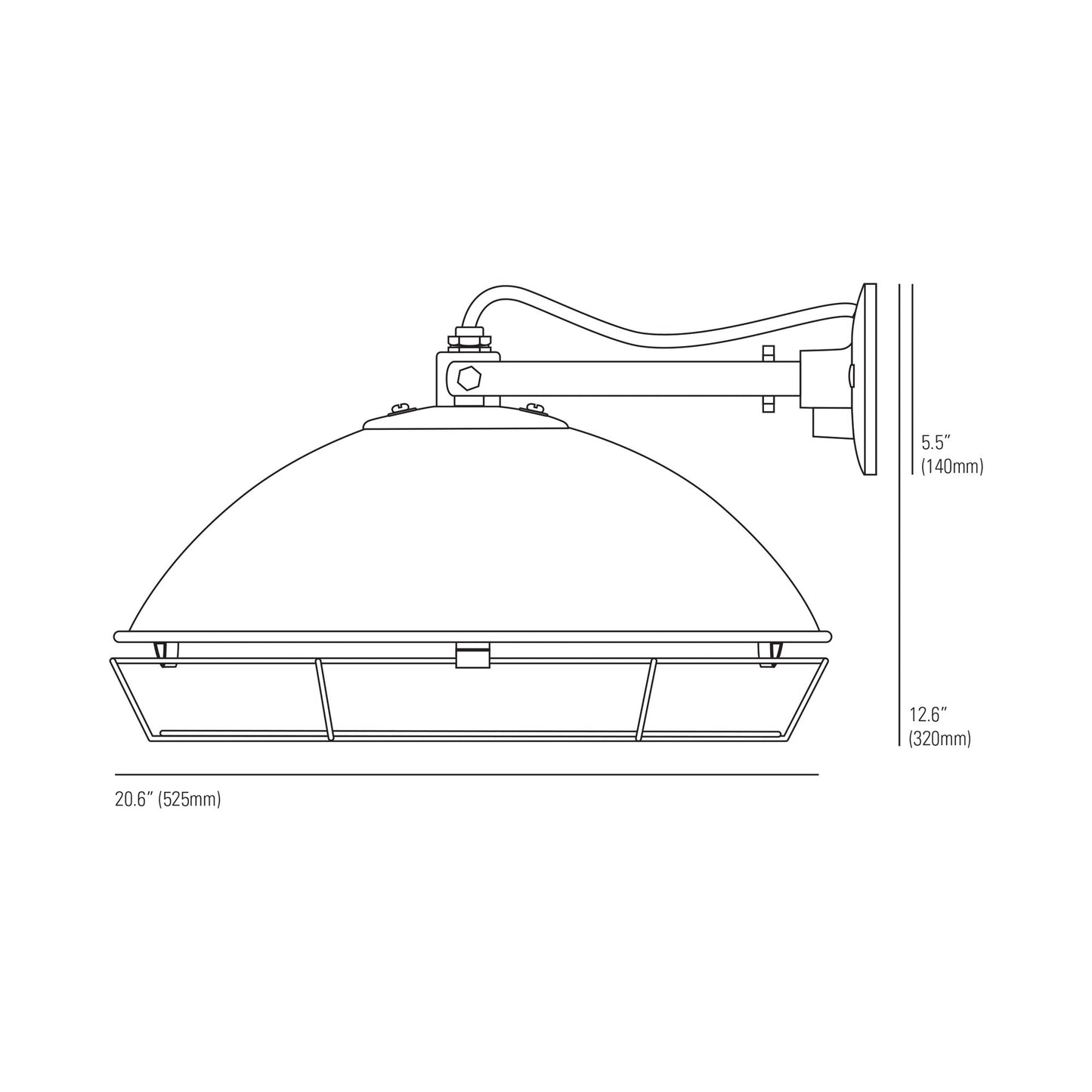 Cargo Cluster Wall Light - line drawing.