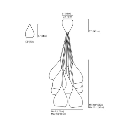 Drop One Multi-Light Pendant Light - line drawing.