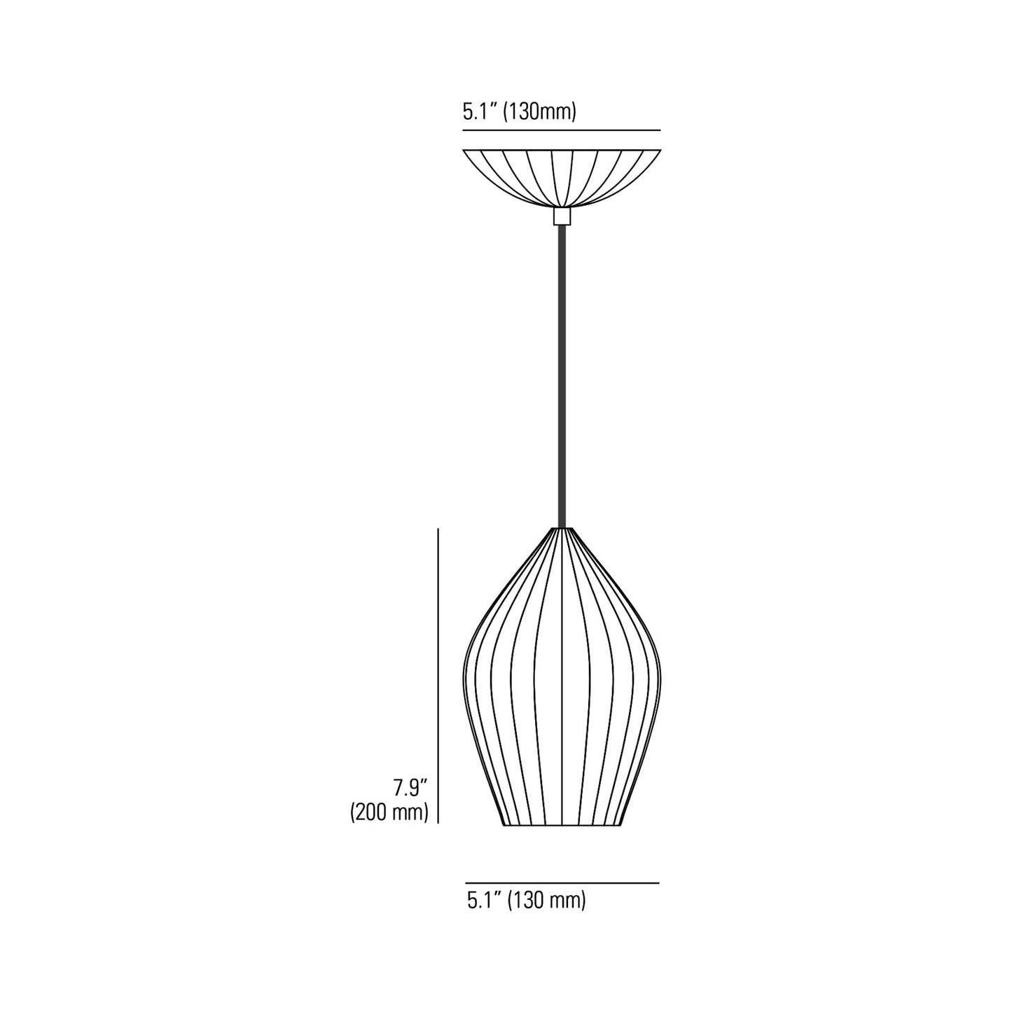 Fin Pendant Light - line drawing.