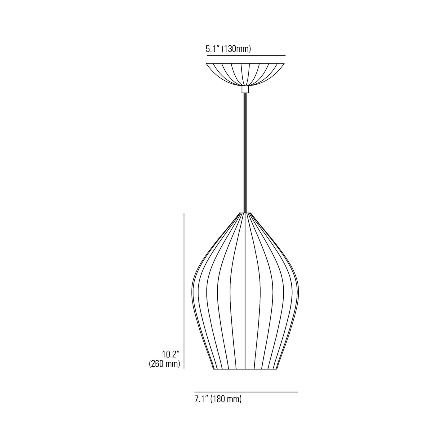 Fin Pendant Light - line drawing.