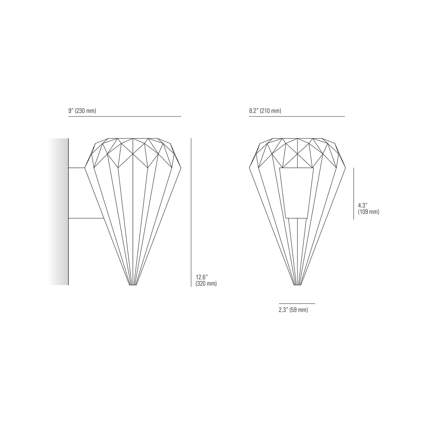 Hatton Wall Light - line drawing.