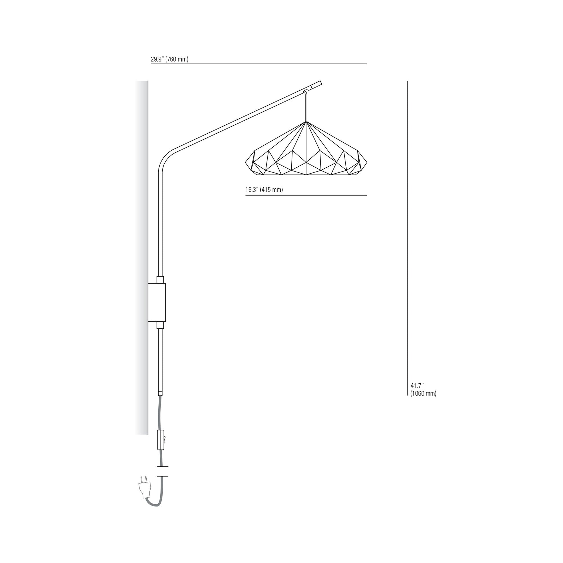 Hatton Wall Light - line drawing.