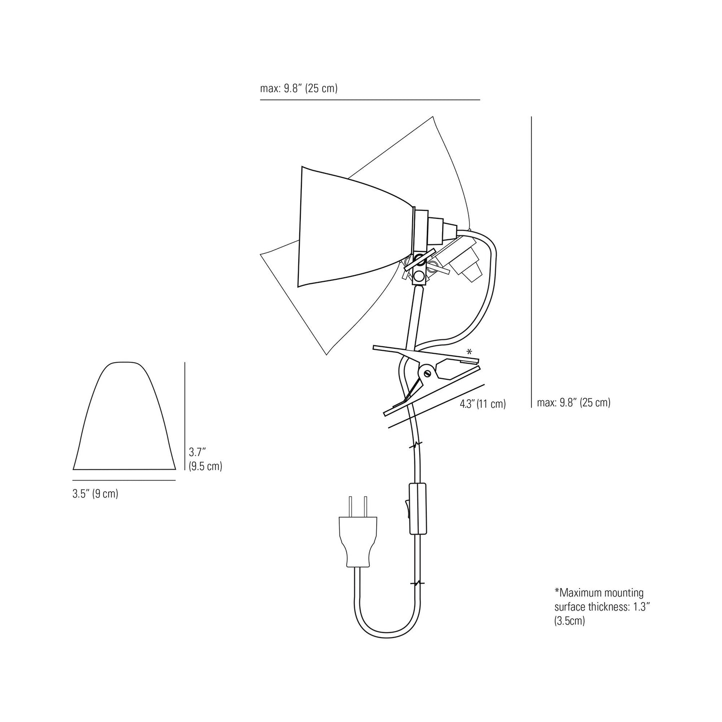 Hector Dome Clip Spot Light - line drawing.