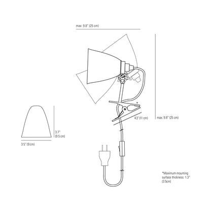 Hector Dome Clip Spot Light - line drawing.